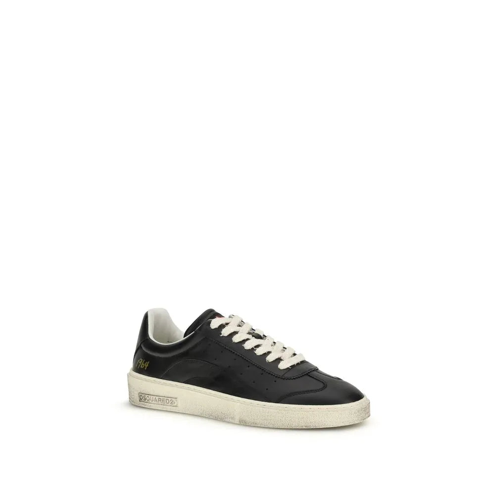 Dsquared² Black Calf Leather Bos Taurus Low Top Sneakers - Zeiniez