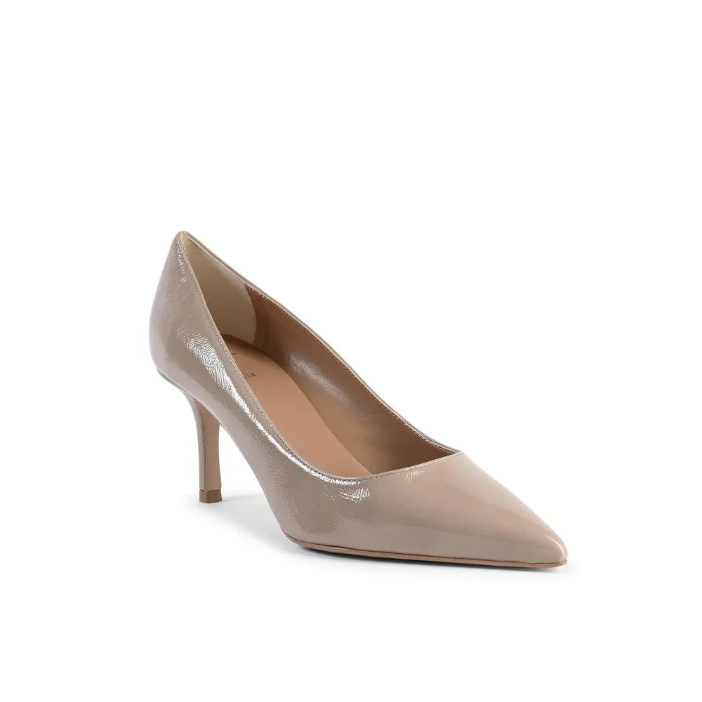 19V69 Italia Beige Leather Mid Heel Pumps - Zeiniez