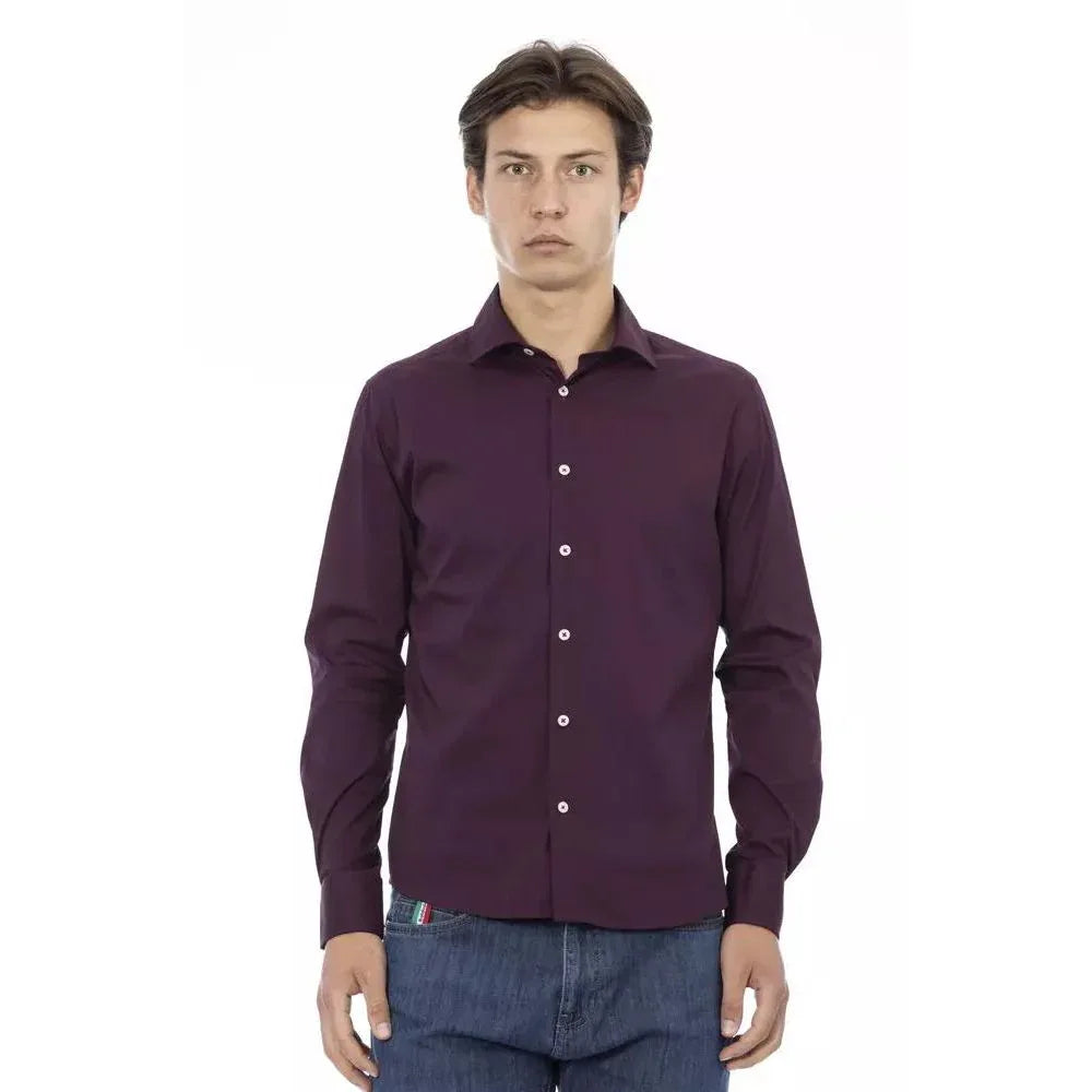 Baldinini Trend Bordeaux Cotton Dress Shirt - Zeiniez