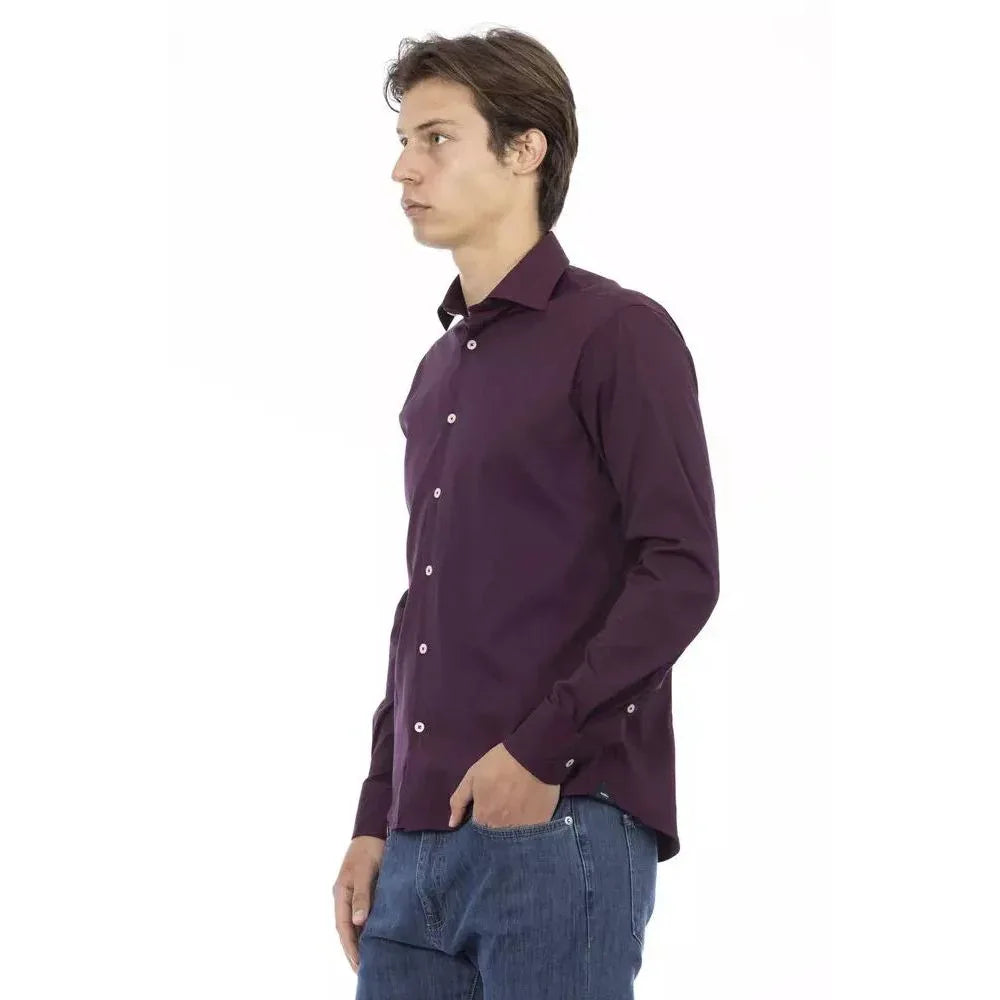 Baldinini Trend Bordeaux Cotton Dress Shirt - Zeiniez