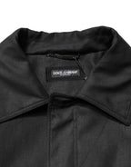 Dolce & Gabbana Black Pockets Collared Trench Coat Jacket