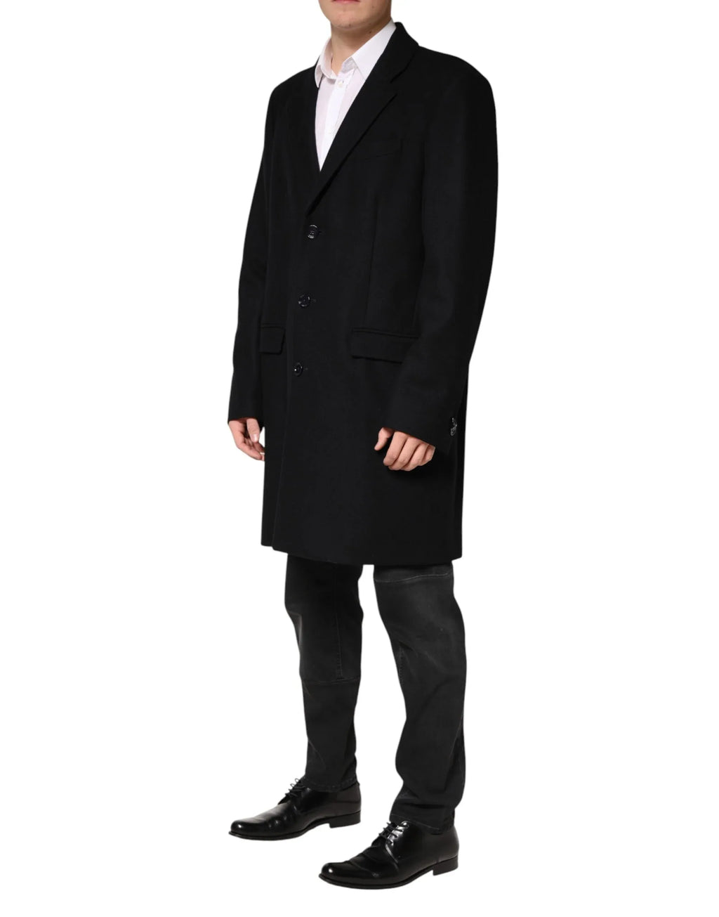 Dolce & Gabbana Black Wool Single Breasted Long Coat Jacket - Zeiniez