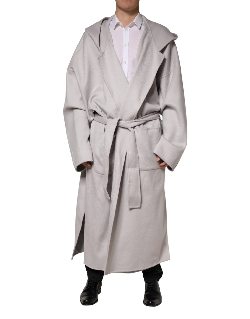 Dolce & Gabbana Off White Belted Long Trench Coat Men Jacket - Zeiniez