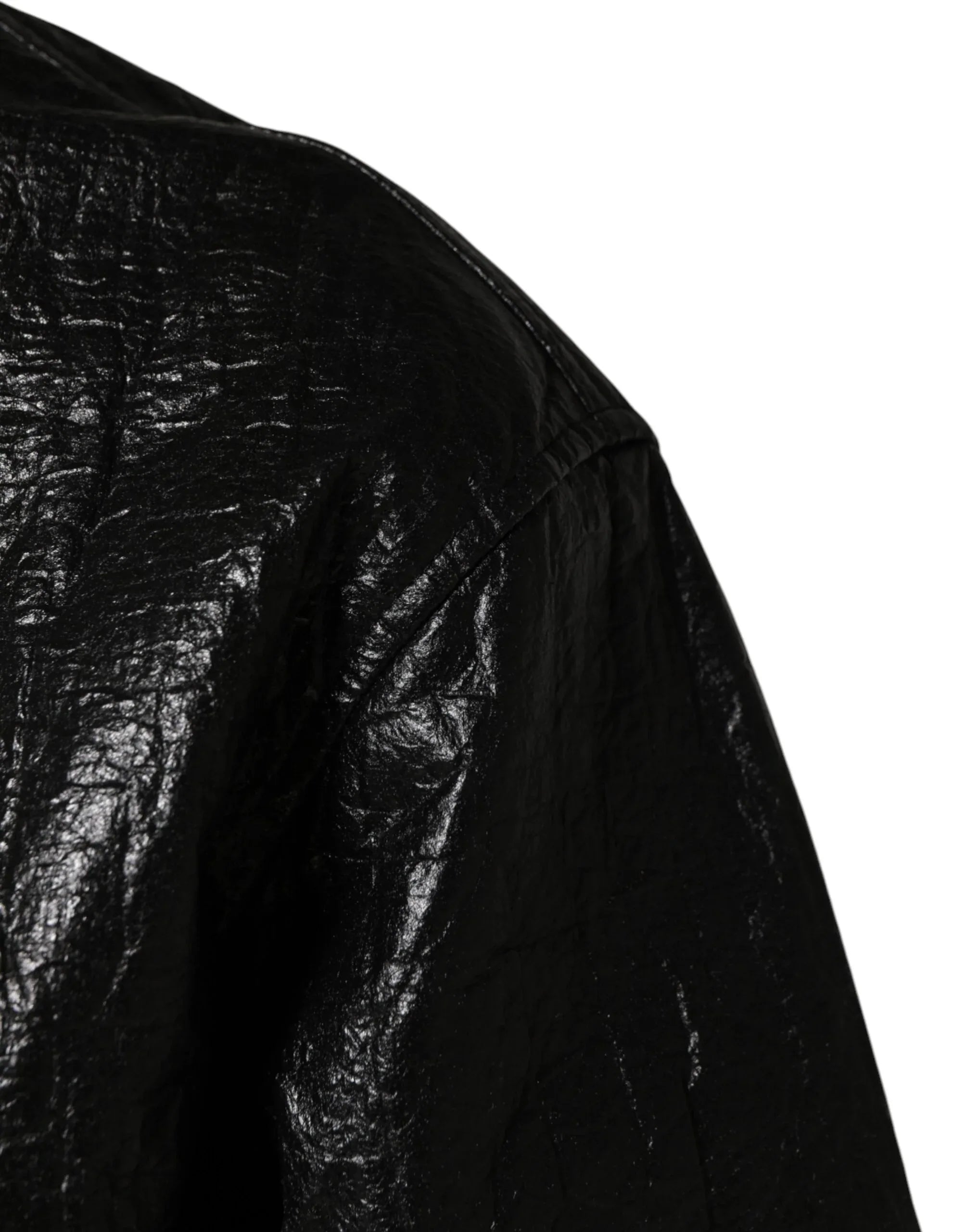 Dolce & Gabbana Black Cellulose Leather FullZip Biker Jacket - Zeiniez