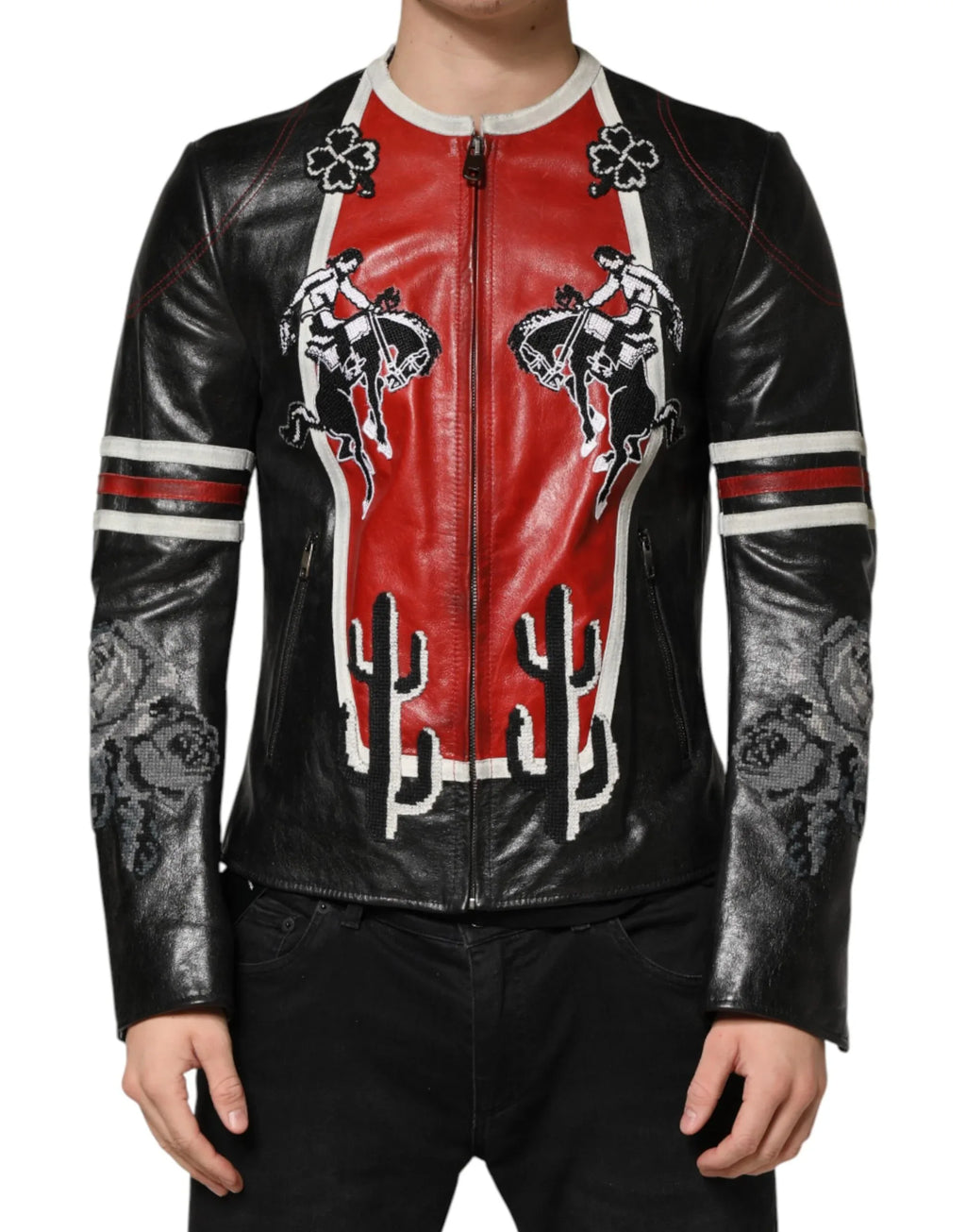 Dolce & Gabbana Multicolor Guns n' Roses Full Zip Men Biker Jacket - Zeiniez