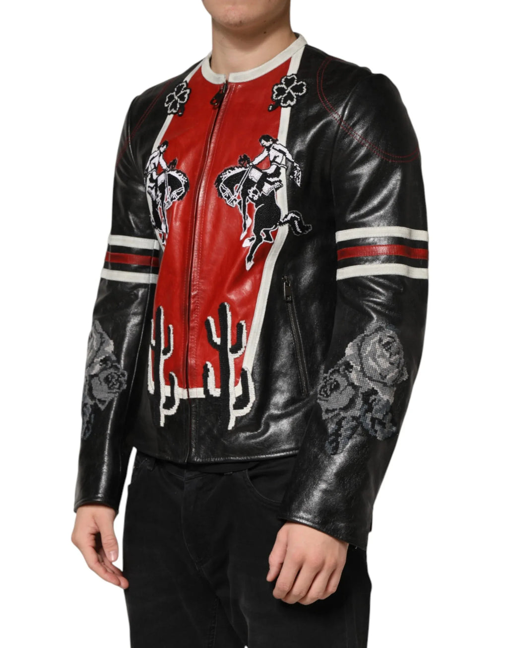 Dolce & Gabbana Multicolor Guns n' Roses Full Zip Men Biker Jacket - Zeiniez
