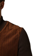 Dolce & Gabbana Brown Velvet Calfskin Full Zip Biker Jacket - Zeiniez