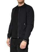 Dolce & Gabbana Dark Blue Cotton Full Zip Bomber Men Jacket