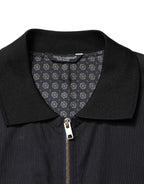 Dolce & Gabbana Dark Blue Cotton Full Zip Bomber Men Jacket