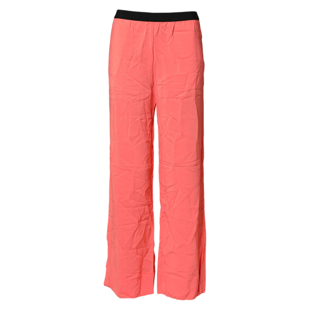 Jucca Neon Pink High Waist Straight Wide Leg Trouser Pants - Zeiniez