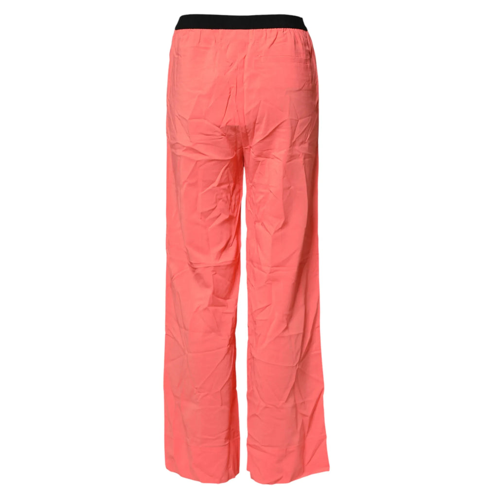 Jucca Neon Pink High Waist Straight Wide Leg Trouser Pants - Zeiniez