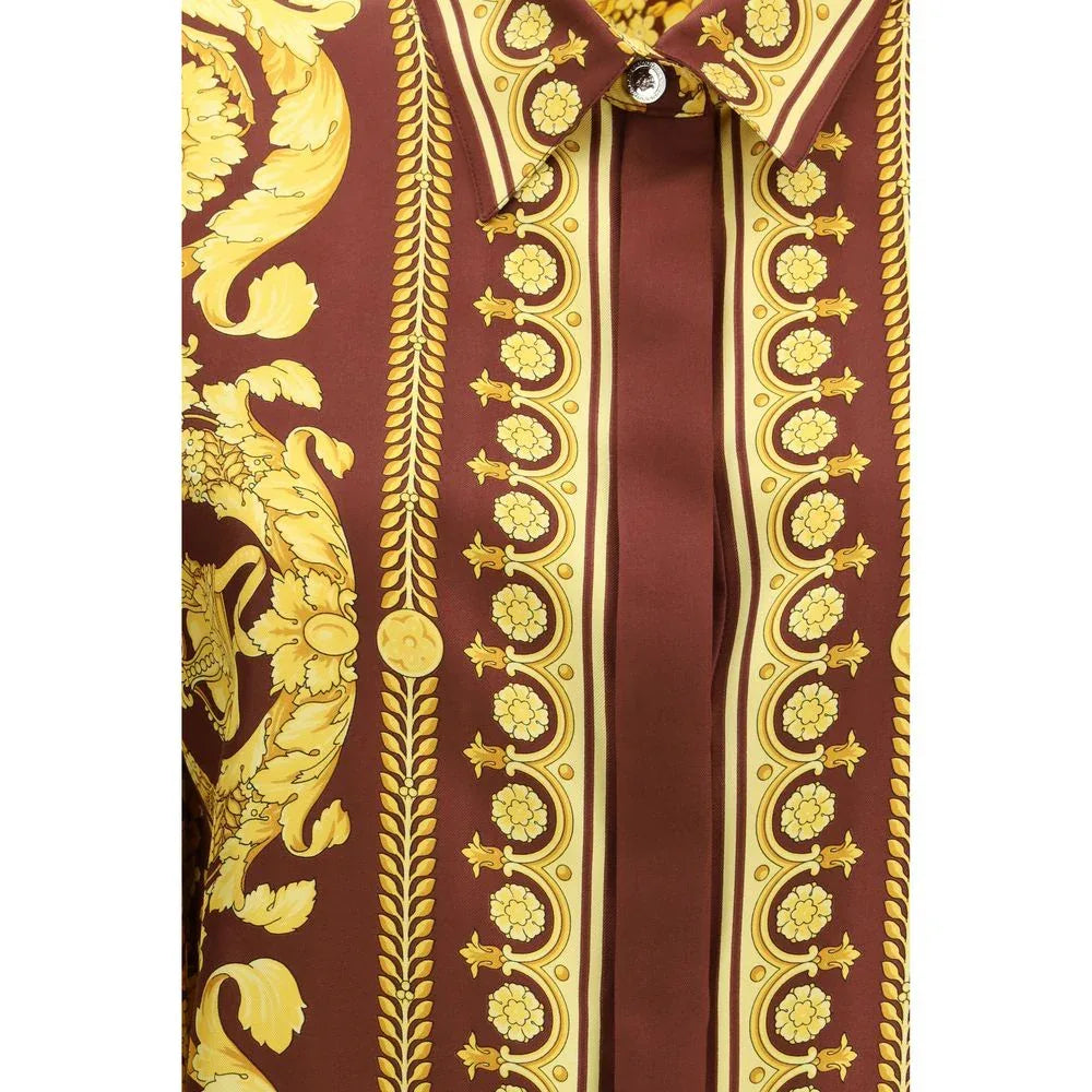 Versace Bordeaux Silk Pattern Shirt - Zeiniez