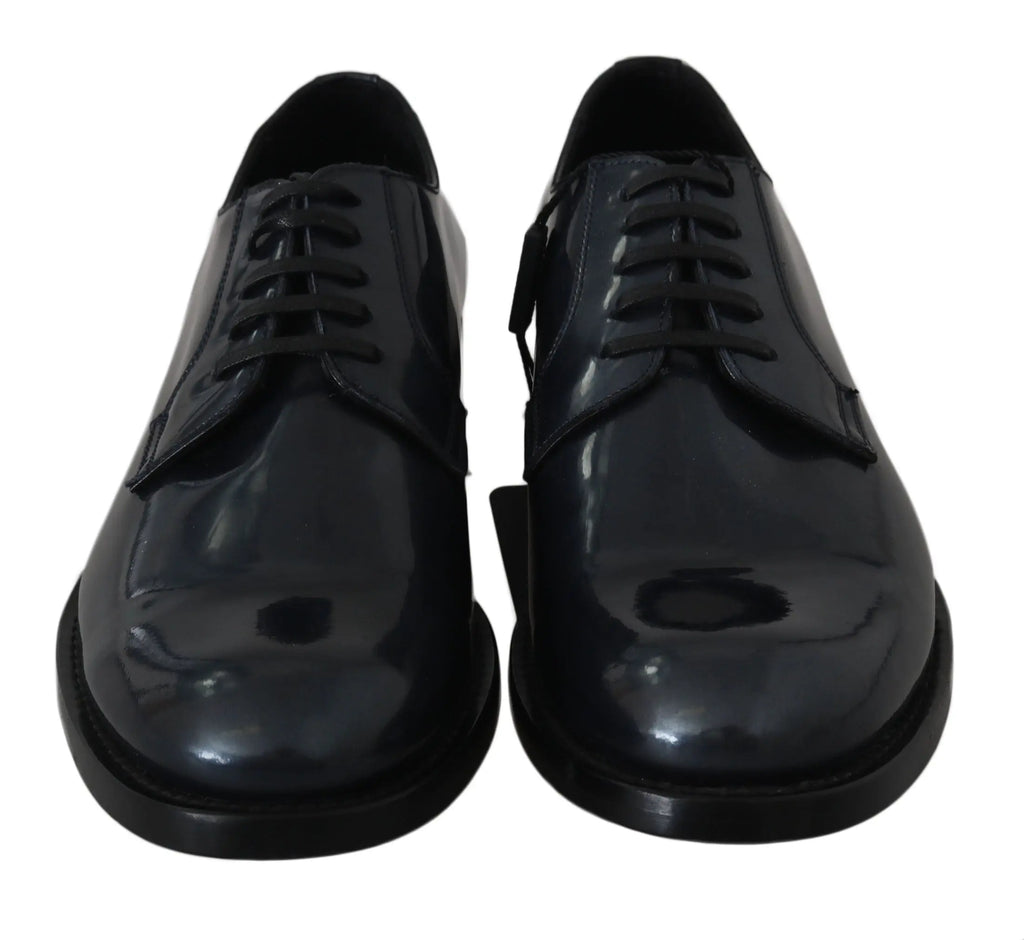 Dolce & Gabbana Blue Leather Derby Dress Formal Shoes - Zeiniez