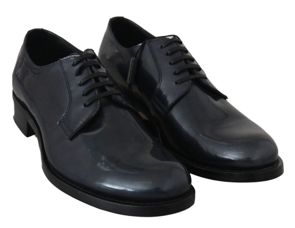 Dolce & Gabbana Blue Leather Derby Dress Formal Shoes - Zeiniez