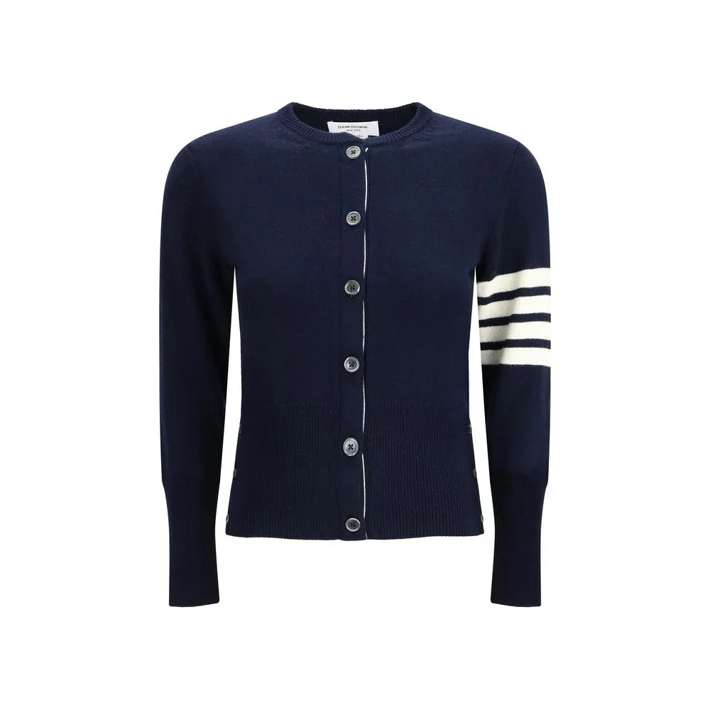 Thom Browne Blue Fleece Wool Cardigan - Zeiniez