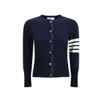 Thom Browne Blue Fleece Wool Cardigan - Zeiniez
