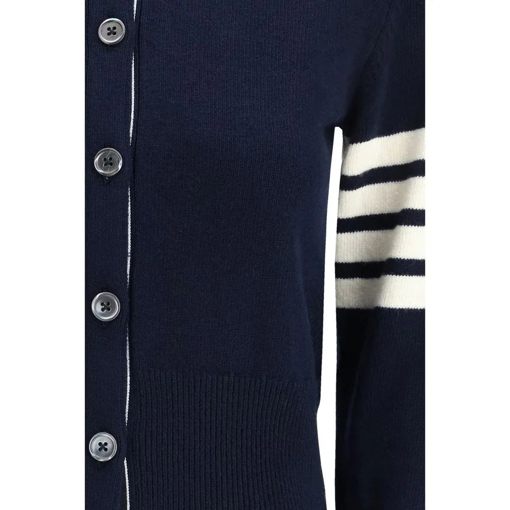 Thom Browne Blue Fleece Wool Cardigan - Zeiniez