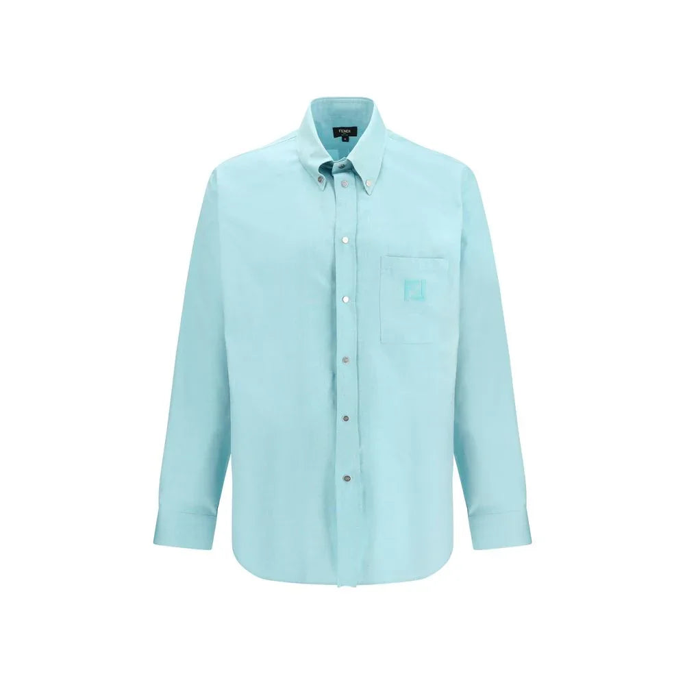 Fendi Blue Cotton Dress Shirt - Zeiniez