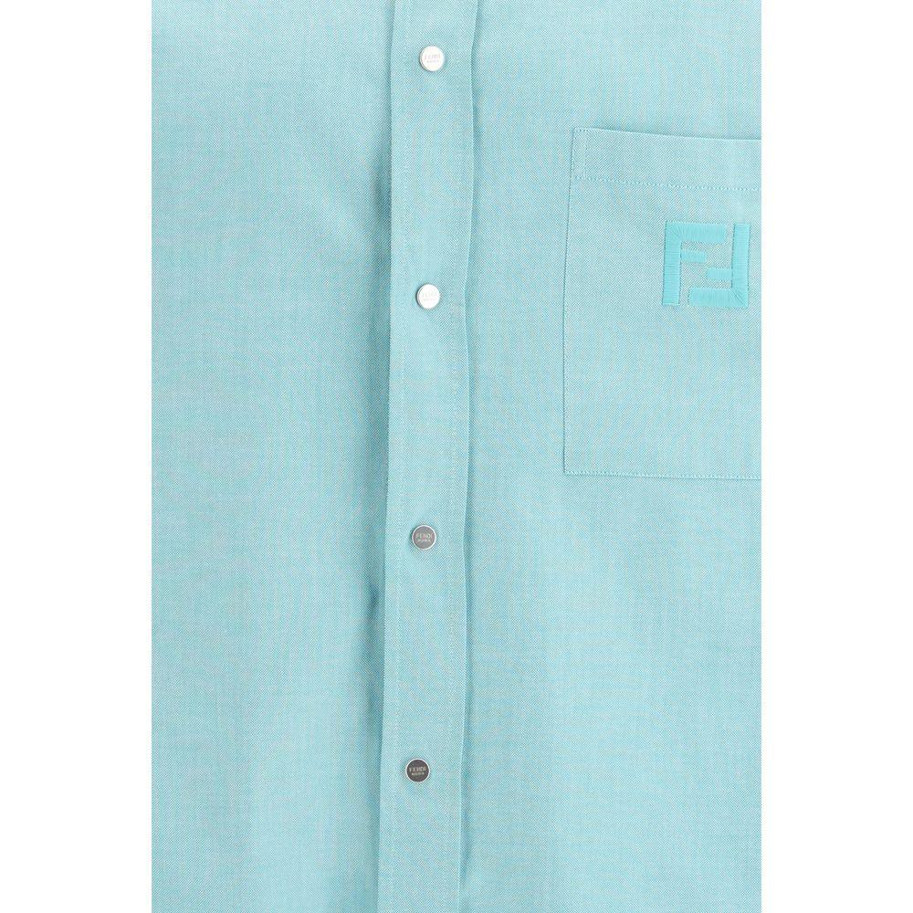 Fendi Blue Cotton Dress Shirt - Zeiniez