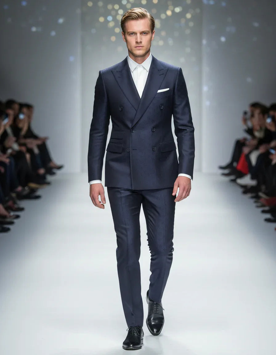 Dolce & Gabbana Dark Blue Double Breasted SICILIA 2 PC Suit - Zeiniez