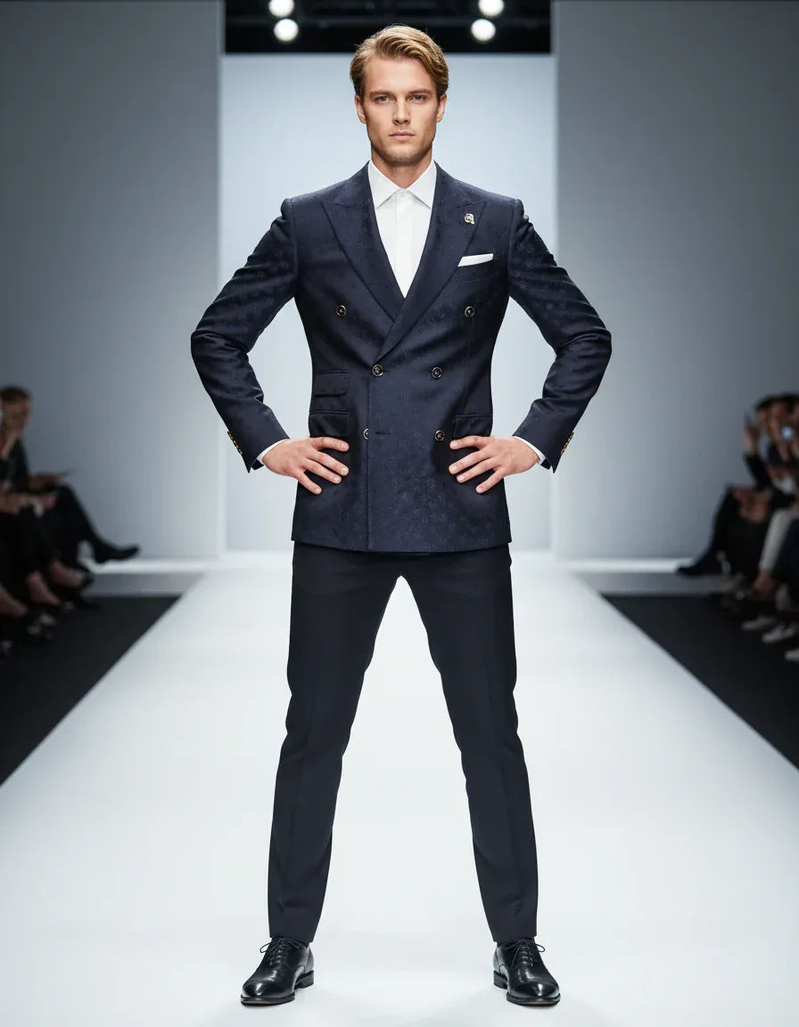 Dolce & Gabbana Dark Blue Double Breasted SICILIA 2 PC Suit - Zeiniez